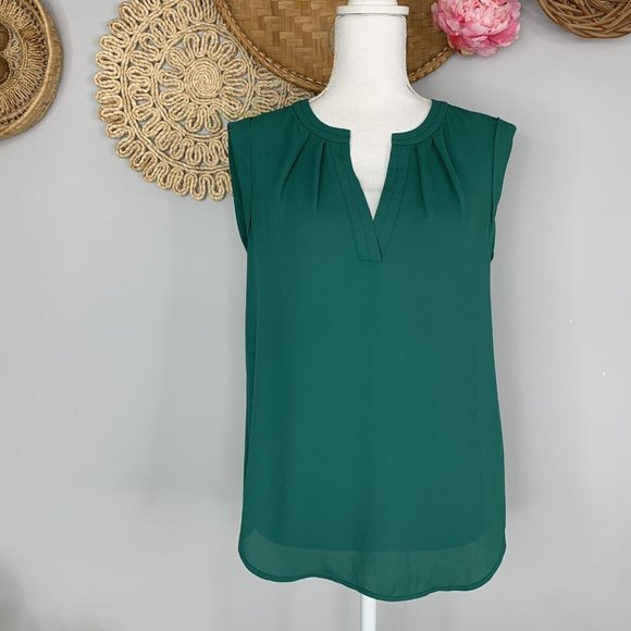 J. Crew Tops J Crew Womens Top 4 Green Tank Popover Blouse Business Career Semi Sheer Work